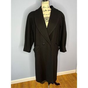 Vintage Liz Baker Essentials Women’s 12P Black 100% Wool Pea Coat Jacket